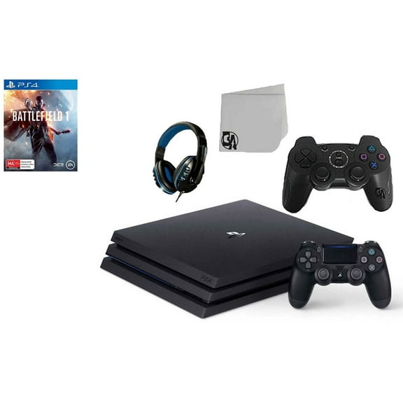 Restored Sony PlayStation 4 Pro 1TB Gaming Console Black 2 Controller Included with Battlefield 1 BOLT AXTION Bundle (Refurbished)