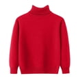 thumbnail image 1 of WUANDIXFA Boys Christmas Sweater Cable Knit Childrens High Neck Pullover Sweater with Solid Color Base Knit Sweater for Both Boys and Girls Red,4-5 Years, 1 of 5