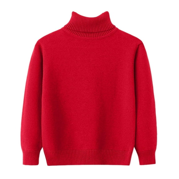 KPOPLK Little Kids Cable Knit Sweater Unisex Long Sleeve Solid Color Pullover(5-6 Years,R20-Red)