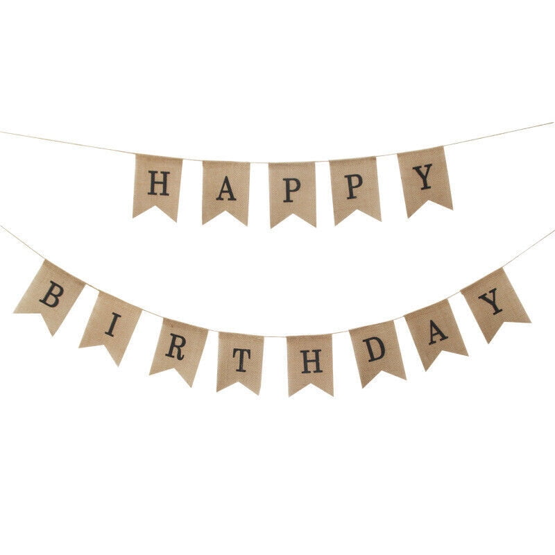 Happy Birthday Burlap Banner For Birthday Party Minimalist Birthday
