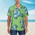 thumbnail image 2 of Pofeuu Motorcycle Riding Dinosaur Print Hawaiian Shirt for Men Sleeves Casual Button Down Summer Beach Dress Shirts T-Shirts,3X-Large, 2 of 7