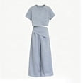 thumbnail image 6 of Girls 2 Piece Formal Outfits Peplum Vest & Elastic Waist Pleated Wide Leg Pants Elegant Kids Clothes Grey Size 5-7 Years, 6 of 6