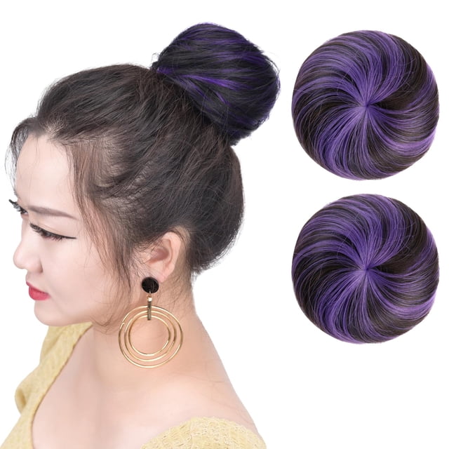 HSPCYGG Moños Para El Cabello 2 Piezas Pieza De Cabello Moño De Cabello Falso Para El Lugar De Trabajo Boda Nupcial Cabello Updo Para Mujeres Y Grils Postizo