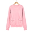 thumbnail image 5 of Women's Sweatshirt Crewneck Long Sleeve Oversized Solid Color Pullover Tops with Pockets Pinks L, 5 of 7