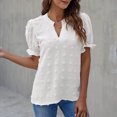 thumbnail image 3 of Camisa de manga corta abullonada, camisas de gasa para mujer, camisas casuales con pompones para mujer, blusas casuales de verano probadas profesionalmente, 3 of 6