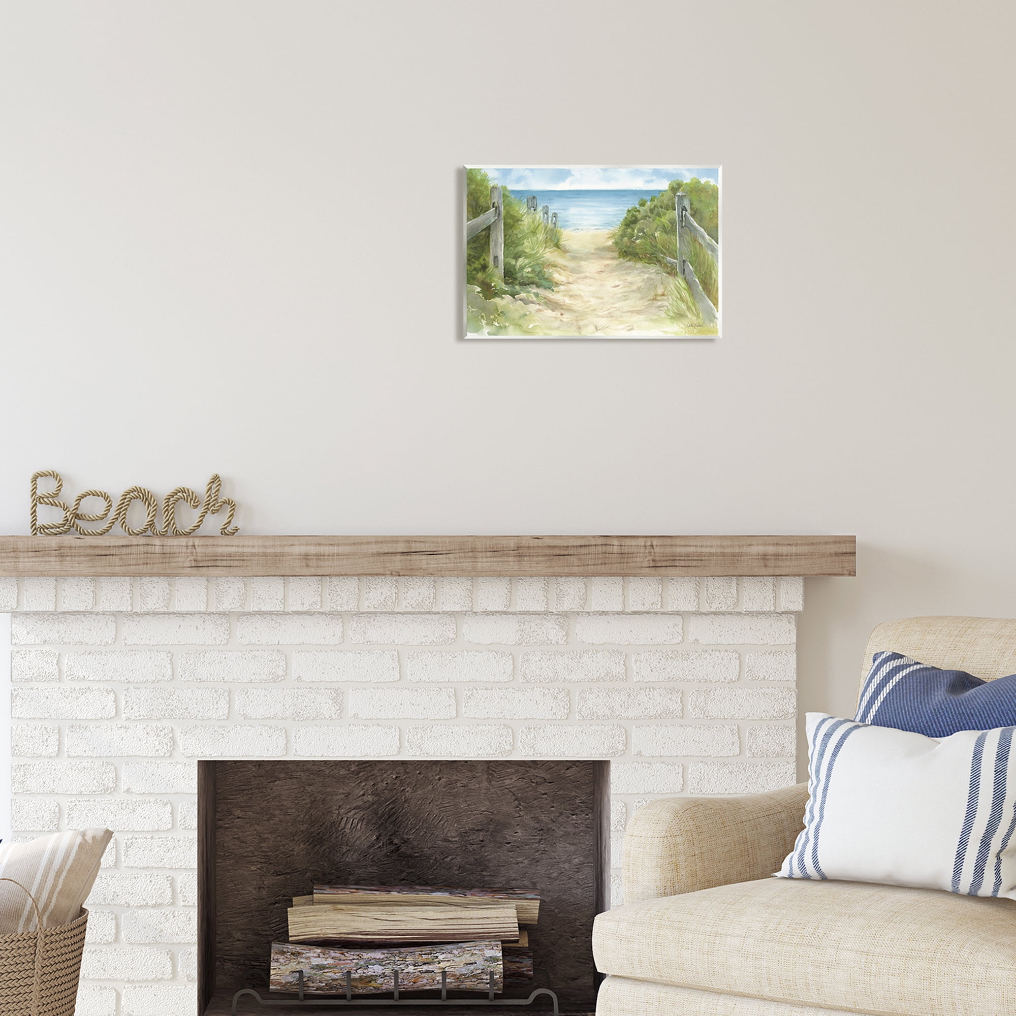 Stupell Industries Beach Path Painting Nature Painting Unframed Art Print Wall Art, 15 x 10
