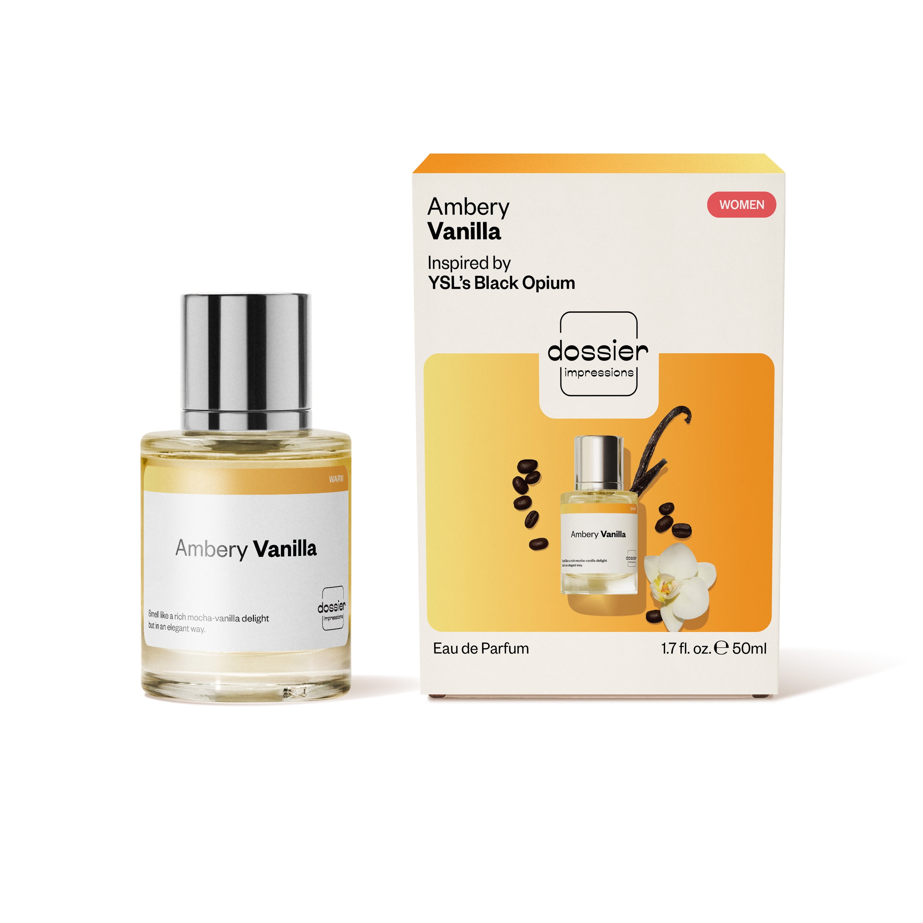 Dossier Ambery Vanilla Perfume - Inspired by YSL's Black Opium, Vegan and Cruelty-Free, 1.7 oz