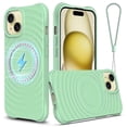 thumbnail image 1 of For Iphone 15 Wave Texture Magsafe Magnetic Liquid Silicone Phone Case, 1 of 5