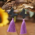 thumbnail image 4 of Gothic Punk Style Skull Head and Thread Tassel Long Earrings for Giirls Jewelry, 4 of 7