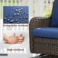 thumbnail image 5 of POCASSY Outdoor Swivel Glider Chairs Set of 2 with Ottomans, Patio Furniture Set with All Weather Wicker Outdoor Lounge Accent Chair for Porch Deck Balcony, Brown/Blue, 5 of 9