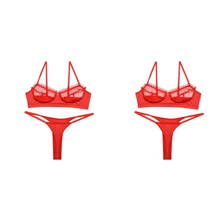 Wijhcboe 2 Pack Set Lace Garter Stocking Set Women Bra Lingerie Belt Push up Bra Lace Set Sexy Nightwear Lace Push Boudoir Lingerie Set Lace Underwear Garter Up Lace Lingerie Shorts Set Women Sexy L