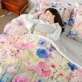 thumbnail image 5 of Feelyou Watercolor Plant Botanical Twin Bedding Sets 7-Piece, Pink Blue Flower Bedding Comforter Set, Teens Adult Girls Reversible Sheet Sets, Luxury Bedroom Decor, 5 of 9
