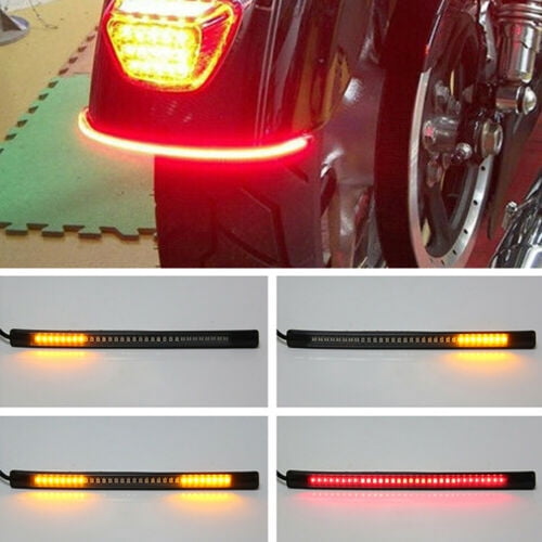 48 LED Motorcycle Flexible Strip Turn Signal Amber Integrated Brake