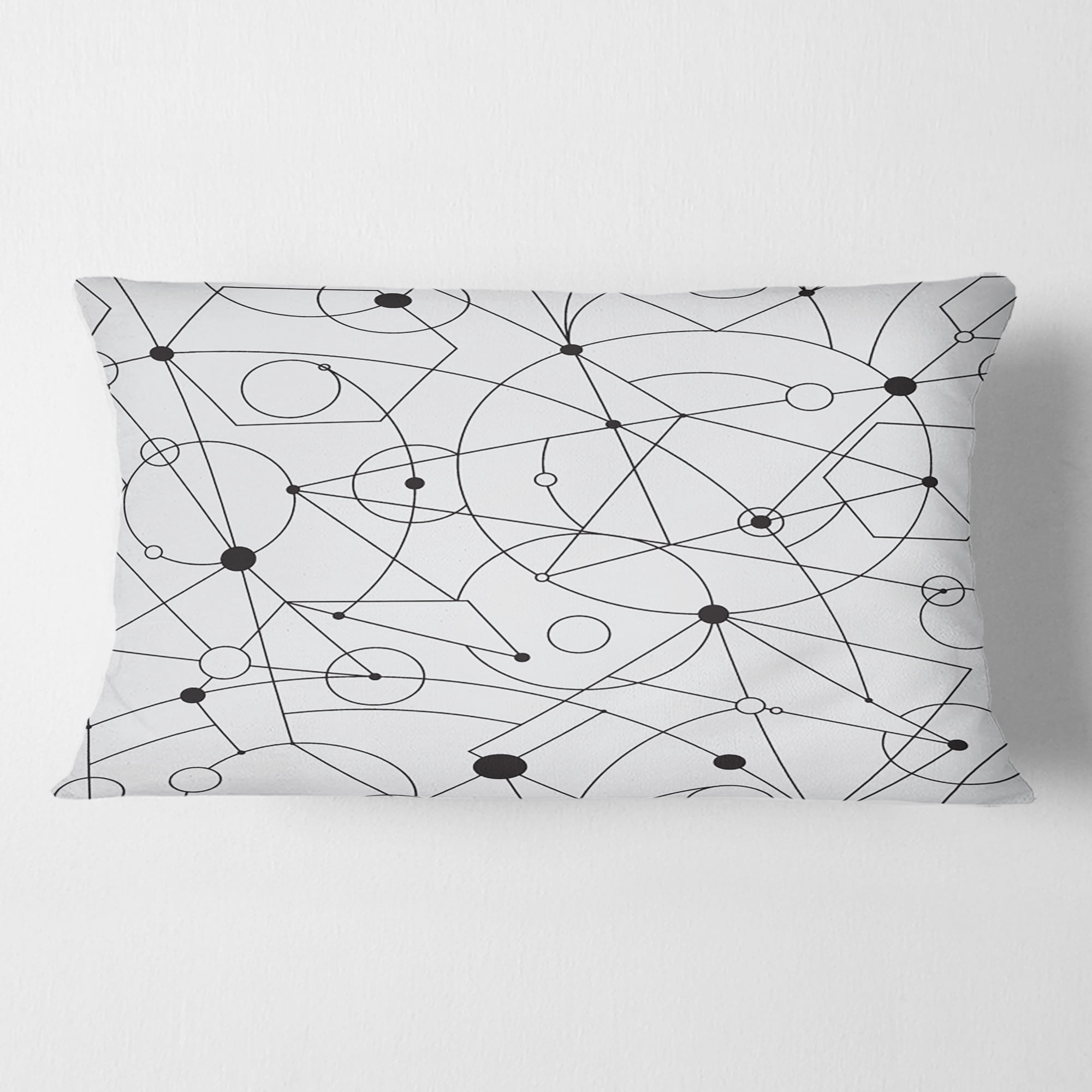 Designart Retro Geometric Grid III' Mid-Century Modern Throw Pillow - 12x20