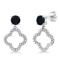 Gem Stone King 1.62 Ct Round Black Onyx 925 Sterling Silver Earrings