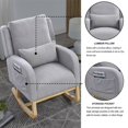 thumbnail image 2 of Rocking Glider Chair for Nursery, Wingback Teddy Accent Rocker Chair with Lumbar Pillow and 2 Side Pockets, 27.5"W Modern High Back Upholstered Armchair Leisure Single Sofa for Living Room, Grey, 2 of 7