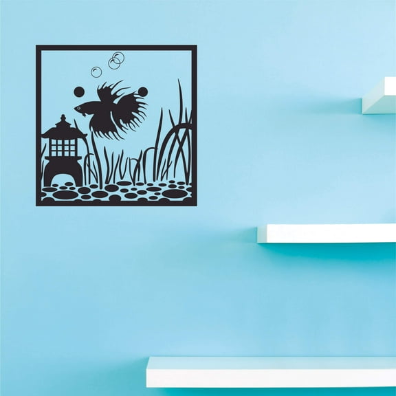Fish Wall Art Decal Design - DIY Vinyl Aquatic Animal Stick And Peel Decor Decoration for Fish Lovers - 12" x 18" Kids Bedroom Living Room Adhesive Home Wall Stickers