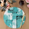 thumbnail image 3 of Turquoise Pink Round 13 Inch Placemats Set of 2, Modern Abstract Art Botanical HeatResistant Non Slip Place Mats for Dining Table, Wipeable Braided Kitchen Table Mats for Housewarming, 3 of 9