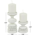 thumbnail image 3 of DecMode 2 Candle White Wood Beaded Pillar Candle Holder, Set of 2, 3 of 7