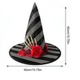 thumbnail image 3 of Halloween Witch Hat for Women, Black Lace Wizard Hat with Pumpkin Skeleton Rose Decor, Gothic Costume Accessory for Halloween Party Cosplay Carnival Dress Up, 3 of 5