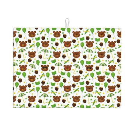 

Adobk Cute Bear Dish Drying Mat for Kitchen Counter Absorbent Microfiber Drying Pad Reusable Washable Large 18 x24