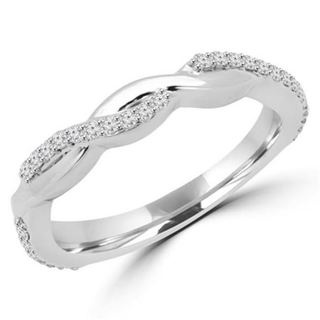 0.2 CTW Round Cut Diamond Infinity Wedding Band Anniversary Ring in 14K White Gold, Size