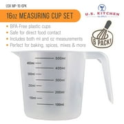 U.S. Kitchen Supply - 16 oz (500 ml) Plastic Graduated Measuring Cups with Pitcher Handles (Pack of 6) - 2 Cup Capacity, Ounce and ML Cup Markings - Measure & Mix Recipe Ingredients, Flour, Water, Oil