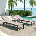 thumbnail image 3 of Crestlive Products Outdoor Aluminum Textilene Chaise Lounge Chairs and Table Set of 3 Beige Fabric, Brown Frame, 3 of 5