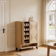 thumbnail image 4 of Fnova 6-Tier Modern Rectangular Cabinet, Side Cabinet with Adjustable Shelves, Shoe Storage, Geometric Pattern & Rebound System, Easy Assembly for Entryway, Hallway, Living Room, Bathroom, 4 of 16