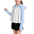 thumbnail image 2 of Toddler Spring Jacket Girls Zip up Sun Protection Jacket Raglan Sleeve Hooded with Thumb Holes Lightweight Thin Outerwear for Outdoor Hiking Blue 2-3Y, 2 of 9