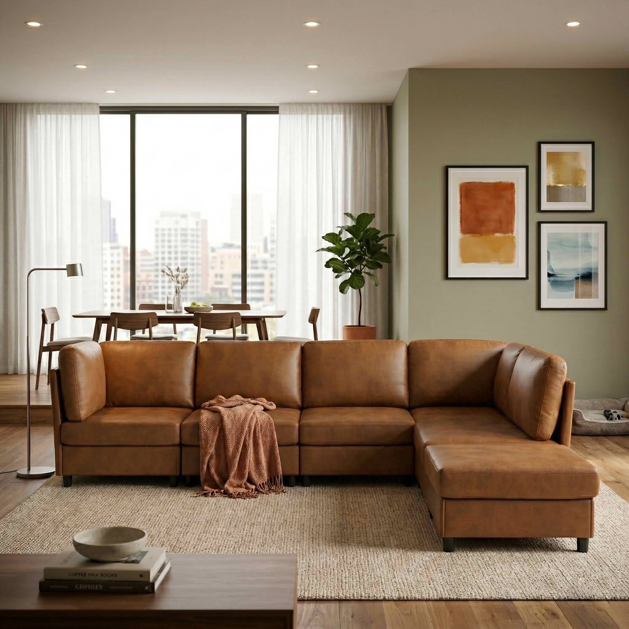 MAYEERTY 94.5 Inch Modular Corner Sectional Sofa, Freely Configurable Modern Couch with Convertible Ottoman & Sturdy Support Legs