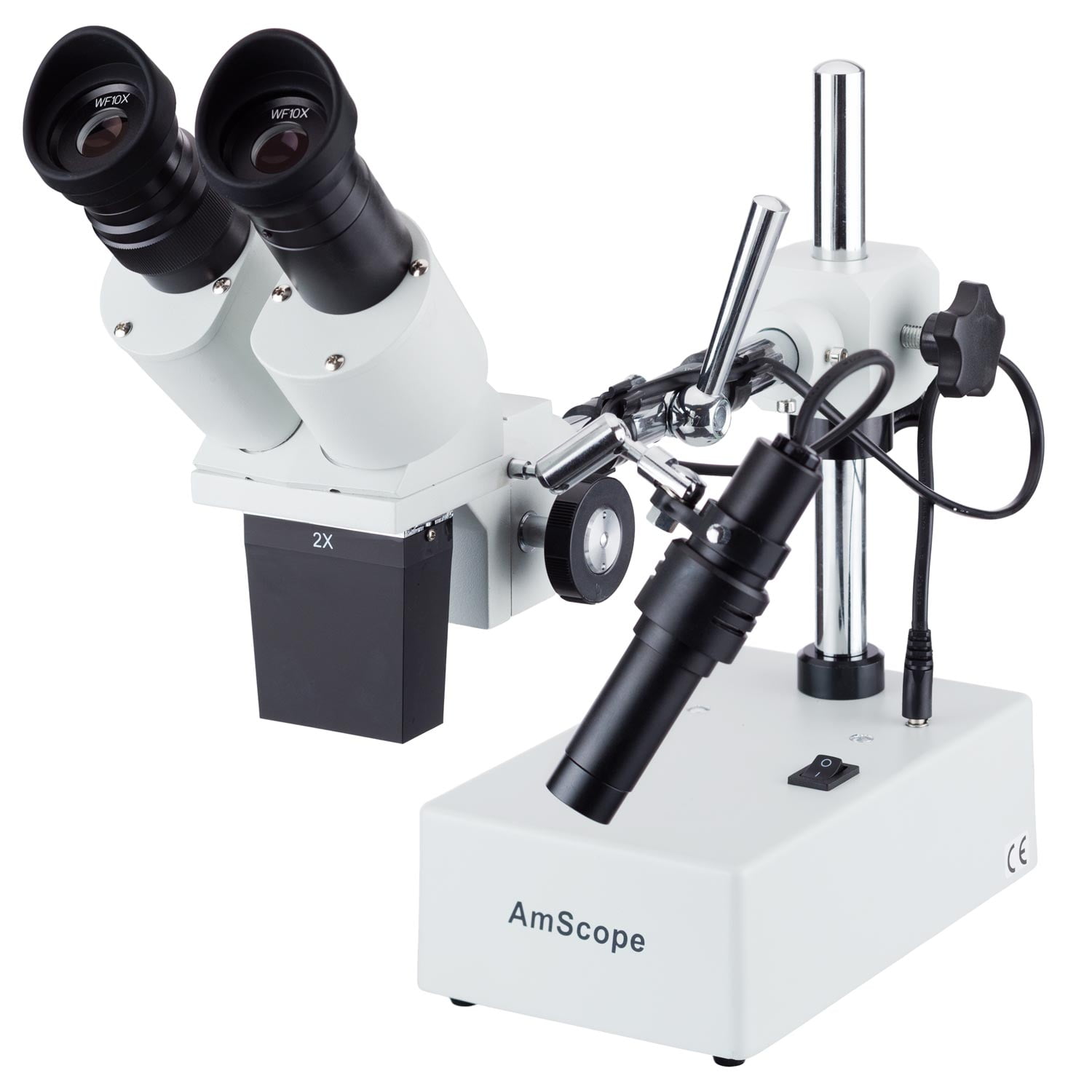 AmScope 20X & 40X Widefield Stereo Microscope with Boom Arm Stand and