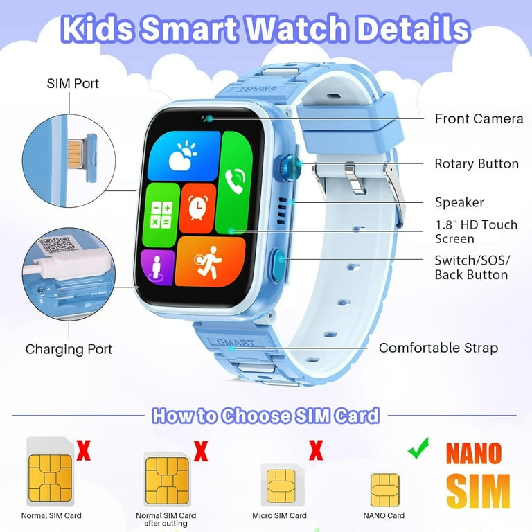 SHANNA 4G Smart Watch for Kids, GPS Tracker Watch, 2- Way Calling
