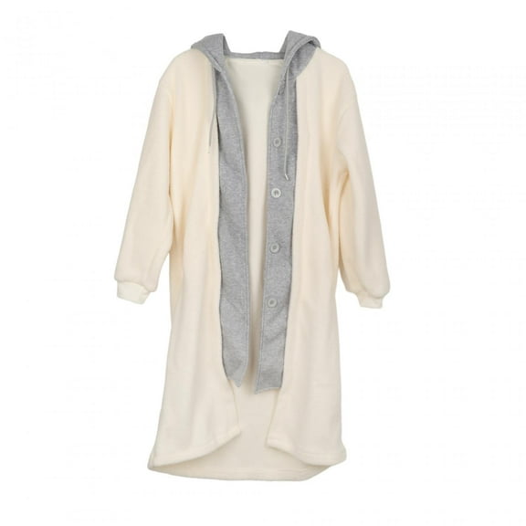 Milageto Women's Winter Coats Button Down Coats Autumn Lady Lapel Fuzzy Fleece Jacket Beige XL