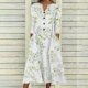 thumbnail image 2 of Vestido de verano de mujer con cuello en V, elegante, informal, con estampado de hojas, suelto, de manga media, con bolsillo Pompotops ghjkhdj17721, 2 of 8