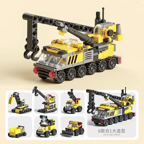 Bloques de construcción de automóviles City Fire para niños, camión de policía, grúa de ingeniería, tanque, juego de ladrillos de helicóptero, juguetes para niños, 6 en 1,no box 1
