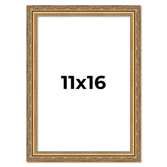 11x16 Frame Gold Solid Wood Picture Frame Width 1.25 Inches | Interior Frame Depth 0.375 Inches |