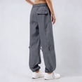 thumbnail image 5 of Pants for Women Casual Cargo Pants High Street Wide Leg Trousers Retro Drawstring Joggers Straight Leg Pants, 5 of 7