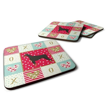 

3.5 x 3.5 in. Doberman Pinscher Love Foam Coaster - Set of 4