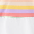 thumbnail image 5 of Gyratedream Baby Girl's 2 Pieces Dress Set Outfits Toddler Kids Rainbow Stripe Print Round Neck Short Sleeve Top and Strap Overall Dress with Pocket of Cute Bunny Ears Sets for 12 Months-6 Years, 5 of 8