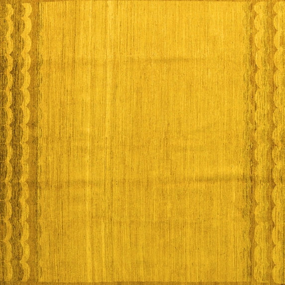 Ahgly Company Machine Washable Indoor Square Solid Yellow Modern Area Rugs, 7' Square