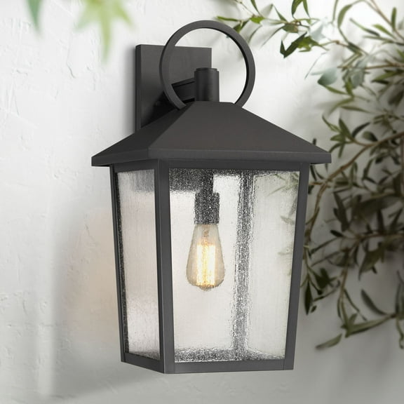 John Timberland Westmont 22" High Modern Outdoor Wall Light Fixture Mount Porch House Weatherproof Sand Black Aluminum Glass Shade