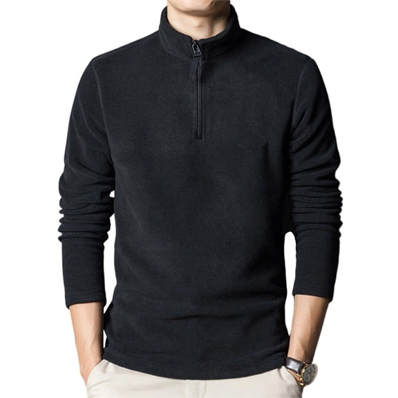 Men's Quarter Zip Pullover Long Sleeve Mock Neck Casual Fleece Sweater Top