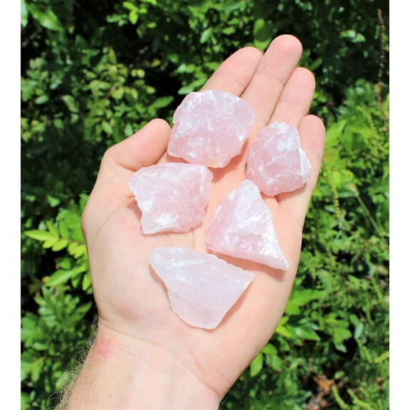 5 x Natural Rough Rose Quartz Crystals (Raw Specimen Healing Reiki Love Stone)