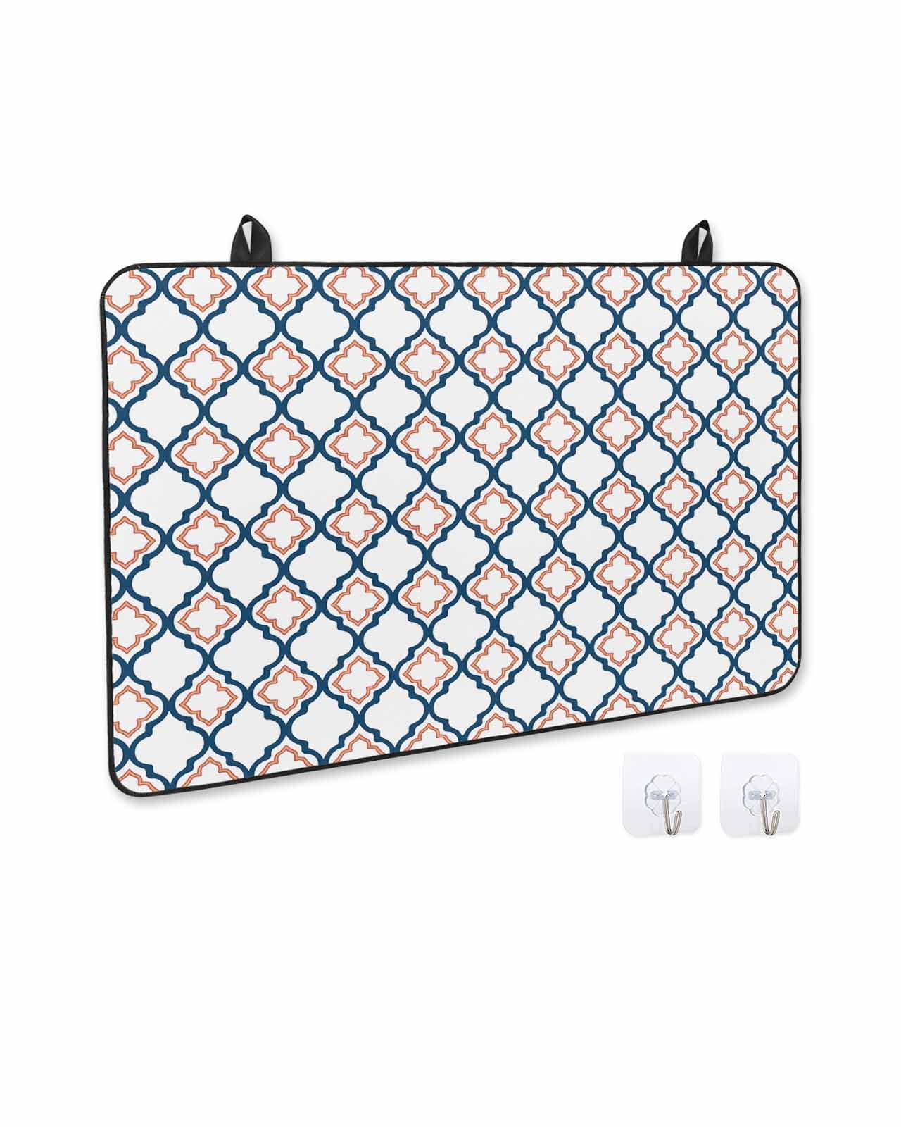 nqOlkjepod Large Induction Cooktop Protector Mat 36"x21", White Orange Moroccan Stove Top Covers for Electric Stove, Geometric Abstract Art Decorative Stove Burner Cover Mats, Glass Top Stove Cover