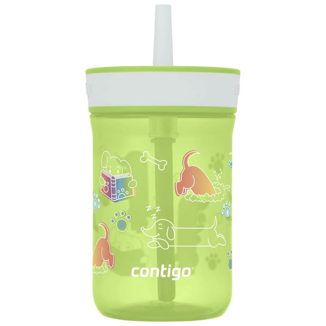 Termo Botella 14oz Para Niños Popote PVC Leigthon Contigo verde Estándar