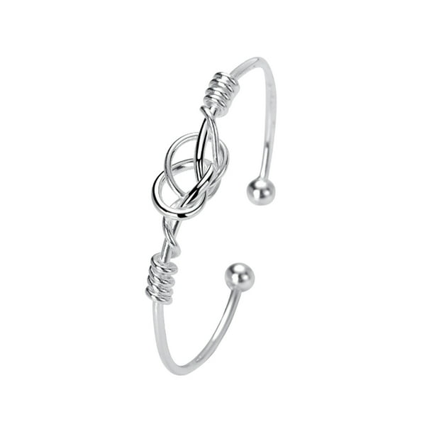 Nudo geométrico mujeres pulsera lindo diseño ajustable pulseras de plata para las mujeres niñas