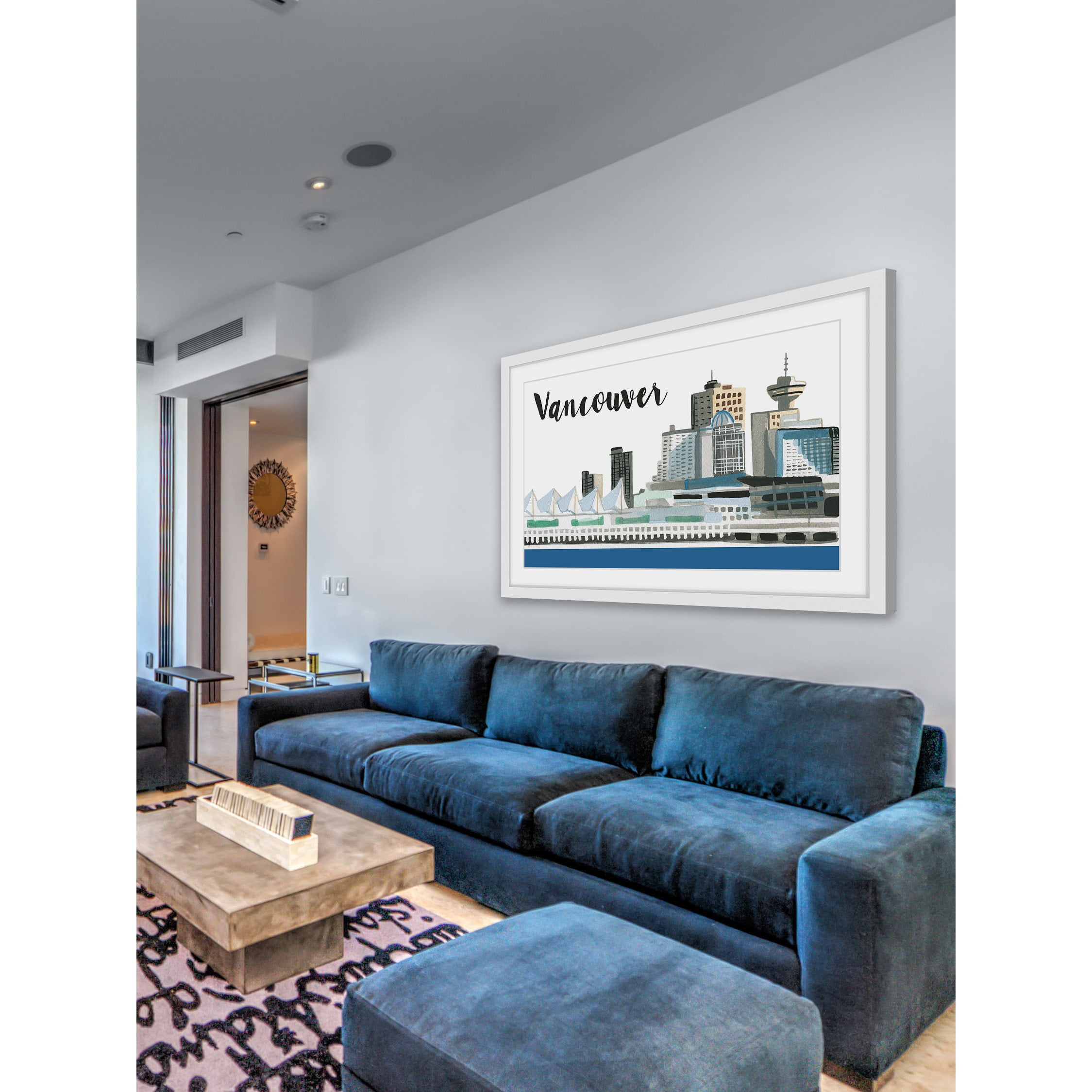 Marmont Hill "Vancouver Skyline" By Molly Rosner Framed Painting Art Print, 45.0" x 1.5"