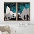 thumbnail image 3 of IDEA4WALL Framed Wall Art Print Set Teal & Black Watercolor Star Sky & Mountain Desert Cacti Nature Wilderness Modern Rustic for Living Room, Bedroom, Office - 16"x24"x2 Natural, 3 of 5