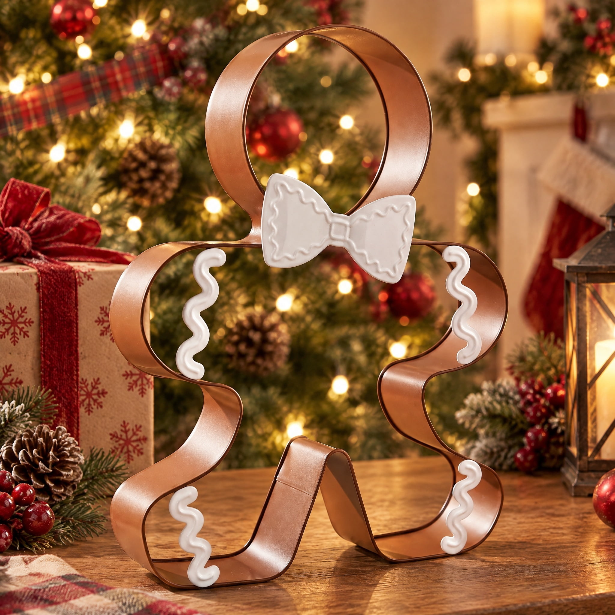 Metal Gingerbread Man Cookie Cutter Christmas Decoration, Brown, 28", by Holiday Time
